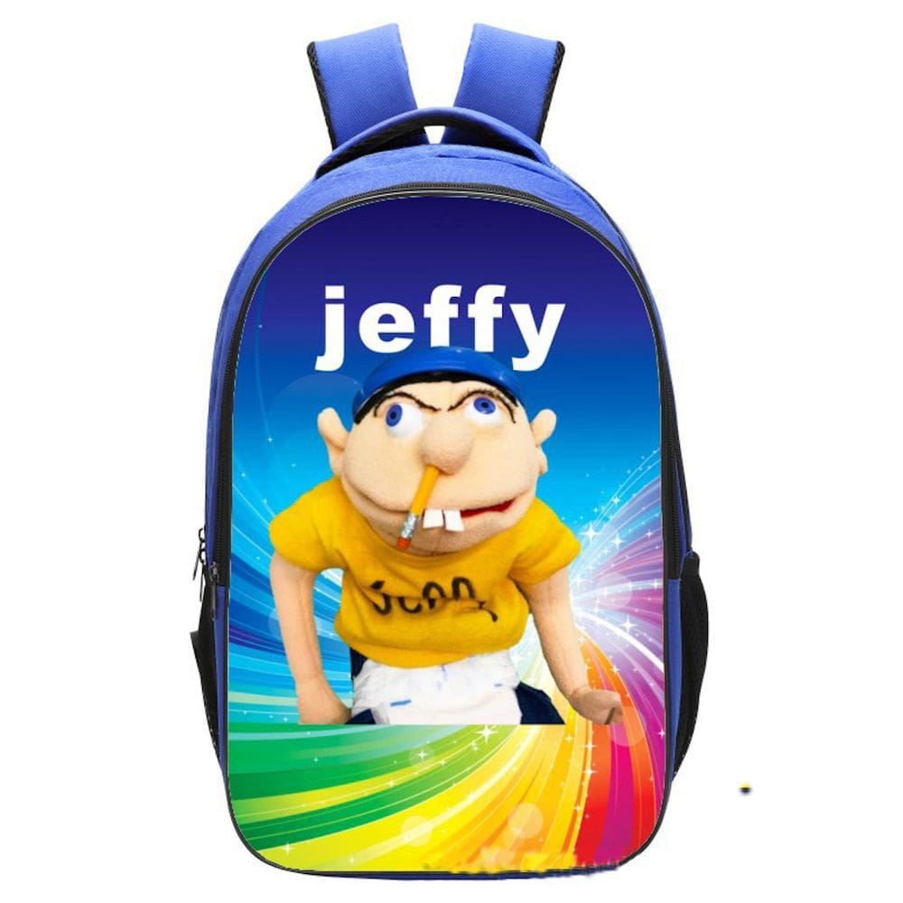 Mochila Jeffy Boy Kids School Poliéster Impressão 3D 26x14x34cm