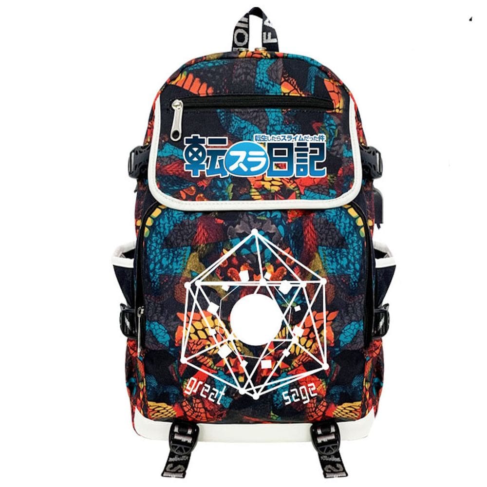 Mochila escolar de anime Into A Slime Kids de algodão e poliéster