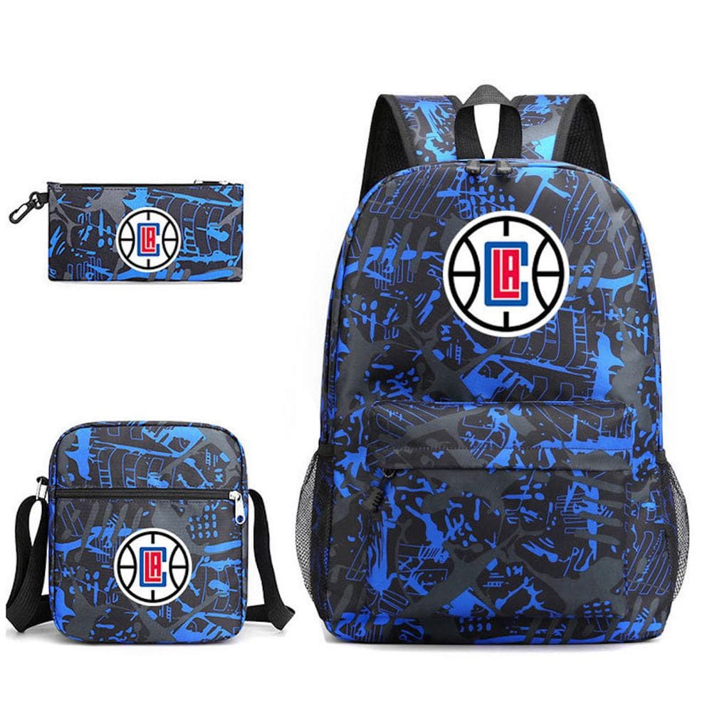 Conjunto de mochilas: 3 peças para escola de basquete com bolsa de ombro e estojo para canetas