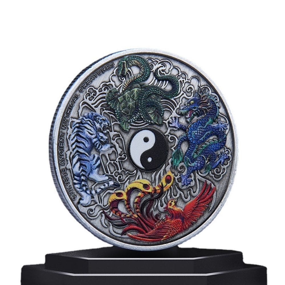 Moedas de anime e medalhas comemorativas de quatro criaturas míticas