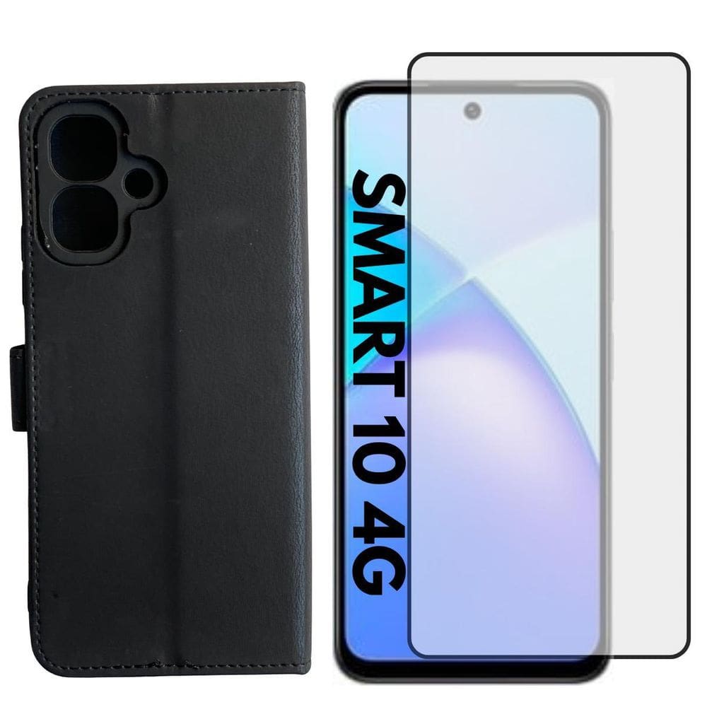 Capa Carteira + Pel. Vidro 3D Compativel Infinix Smart 10 4G