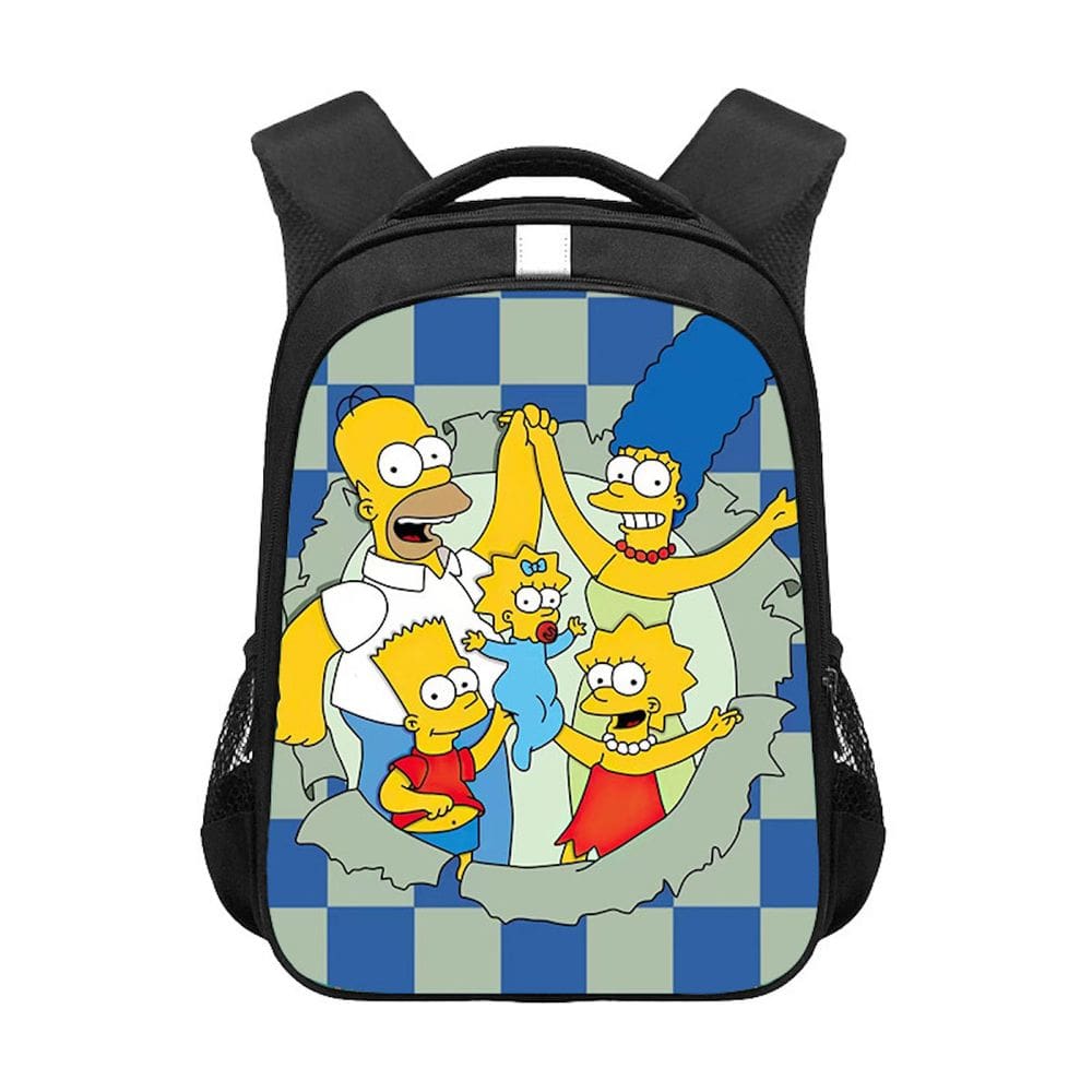 Mochila escolar infantil Simpsons em poliéster impresso em 3D