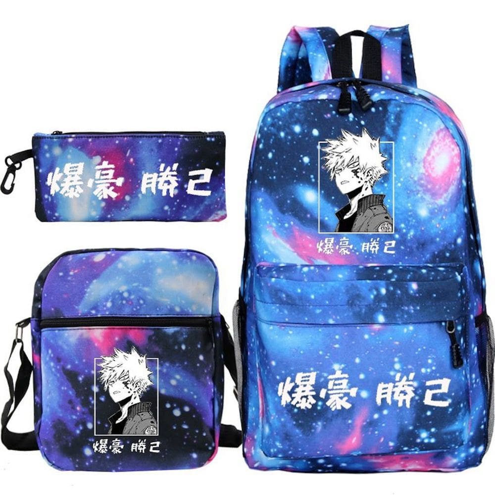 Mochila escolar 3 unidades/conjunto Bakugou Katsuki My Hero Academia