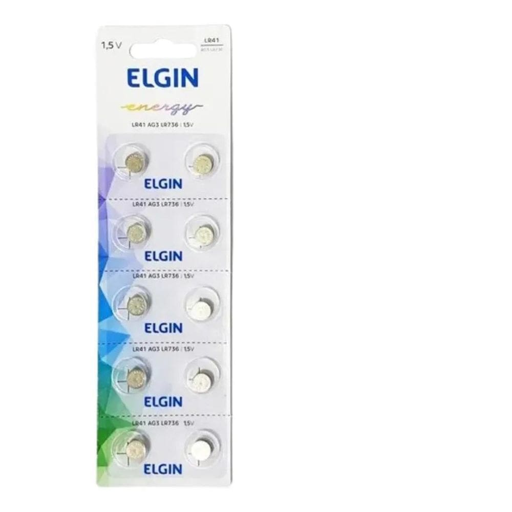 Bateria Lr41 Elgin 1.5V C/10 Pilhas Ag3 Lr736