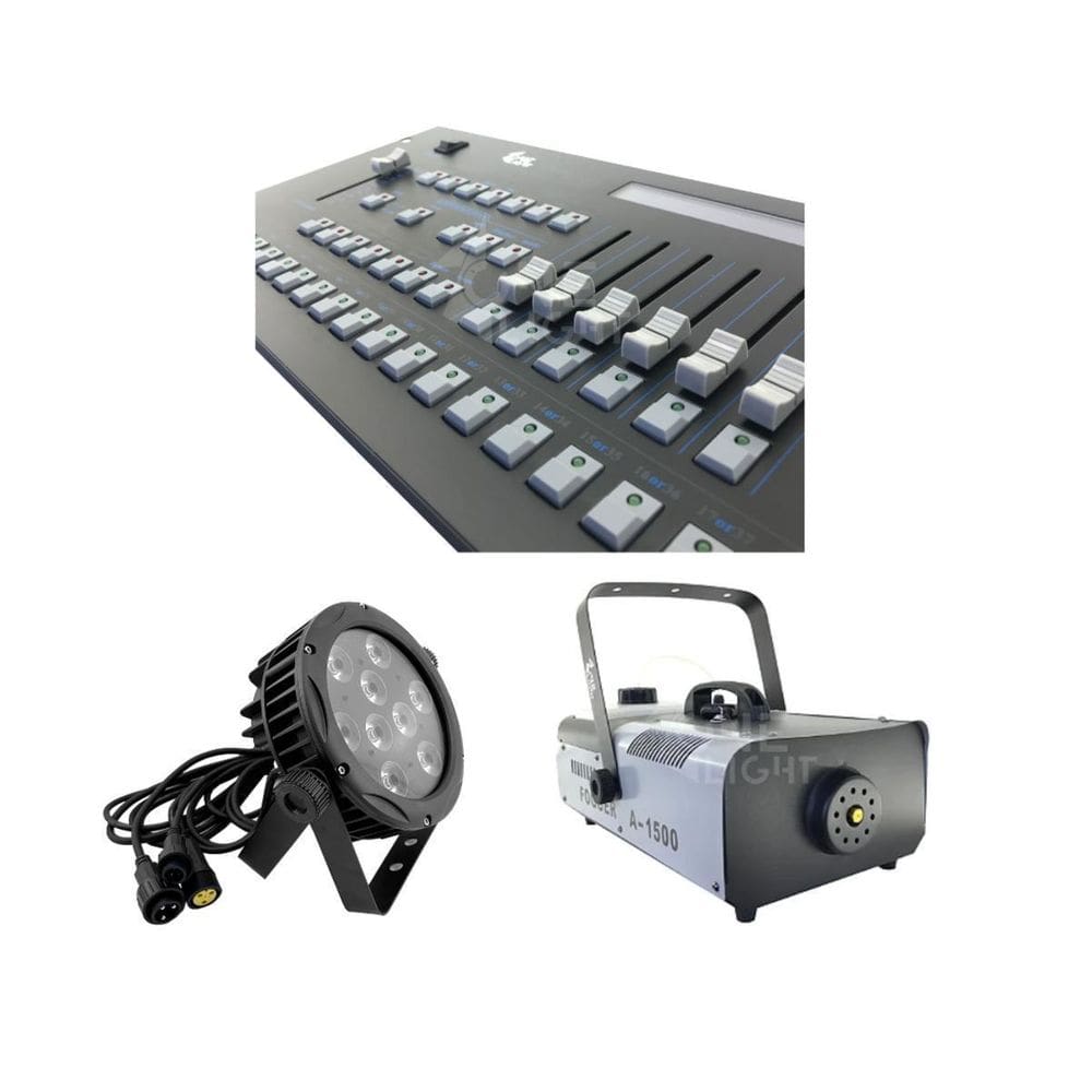 Kit 04 Par Led Slim + Mesa Controladora + Maquina De Fumaça