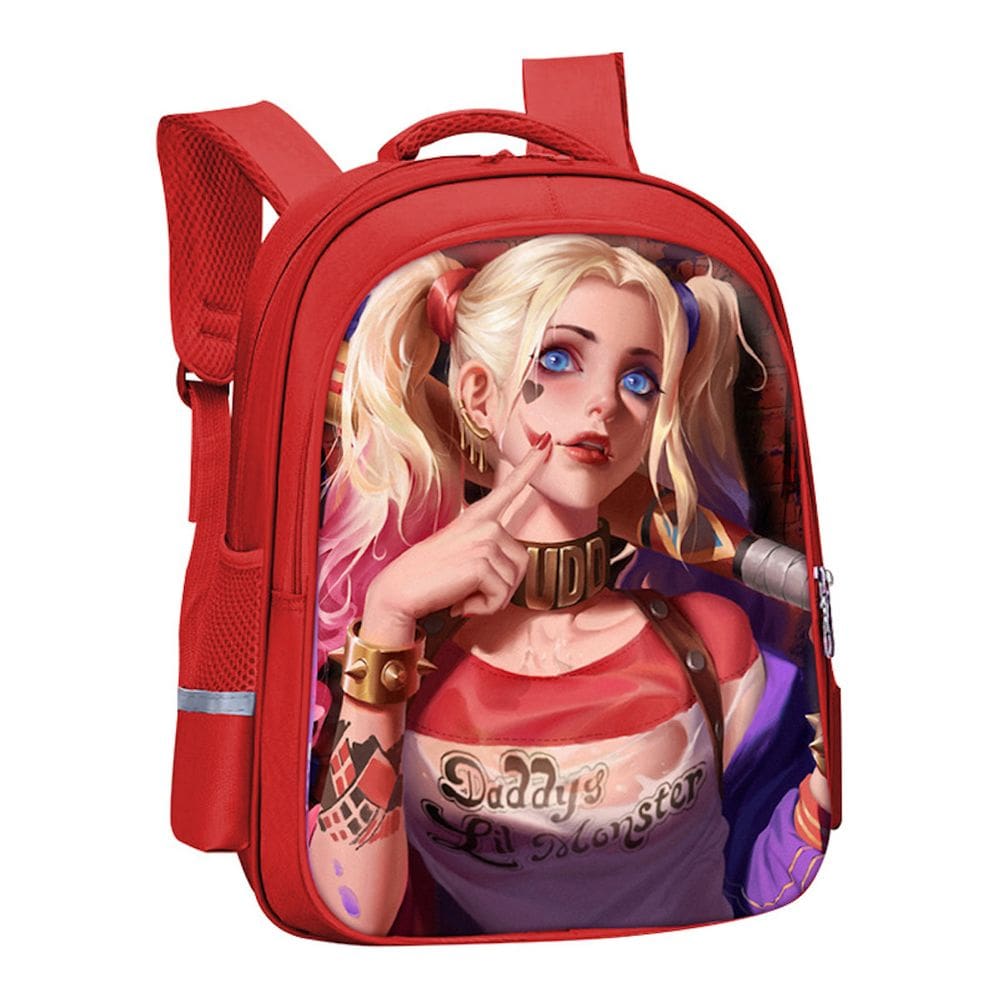 Mochila Anime School Harleys Quinns Kids Nylon 29x12x34cm