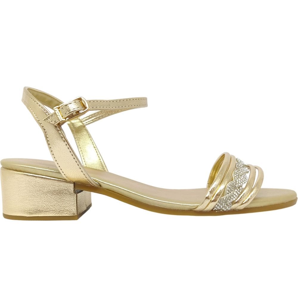 Sandália Infantil Menina Casual Social Dia a Dia Passeio Escola Festa Com Strass Salto Baixo Conforto Pampilli 526.070