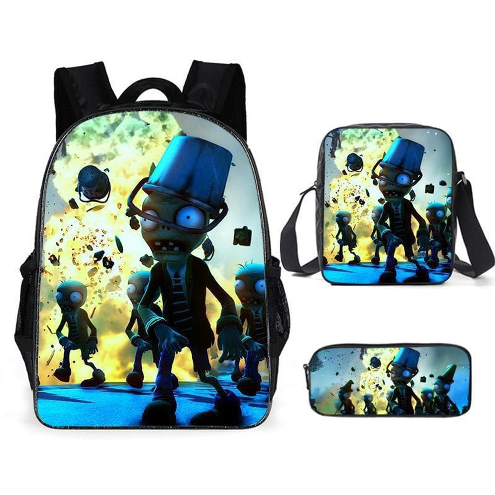 Mochila School Bag Plants Zombies Anime, conjunto de 3 peças