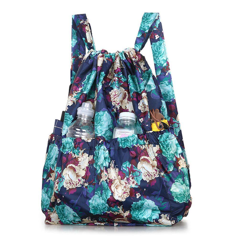 Mochila com cordão Floral Anime Sports Gym Bag Nylon 34x15x49cm