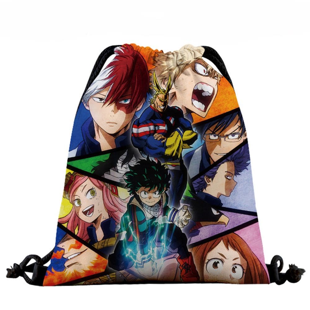 Mochila com cordão Anime My Heros Academias com impressão 3D
