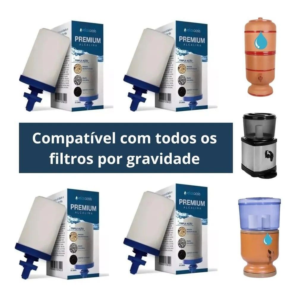2X Kit 4 Velas Tripla Ação Para Filtro De Barro E Acrílico