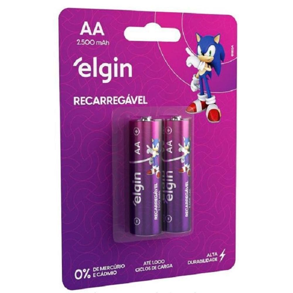 Pilha Recarregável Aa 2500Mah Elgin Com 2 Unidades Comum