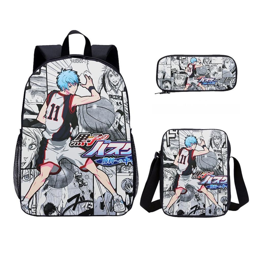 Conjunto de mochilas Kurokos Basketball, 3 peças para mochila escolar infantil