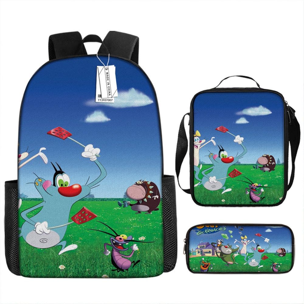Conjunto de mochilas Oggys Cafards Anime School, 3 unidades - 29x16x42cm