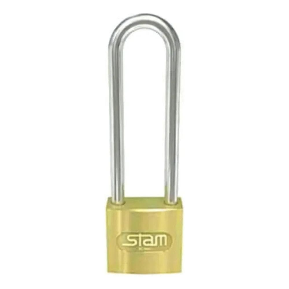 2X Cadeado Latão Com Chave Haste Longa 30Mm Stam Cor Dourado
