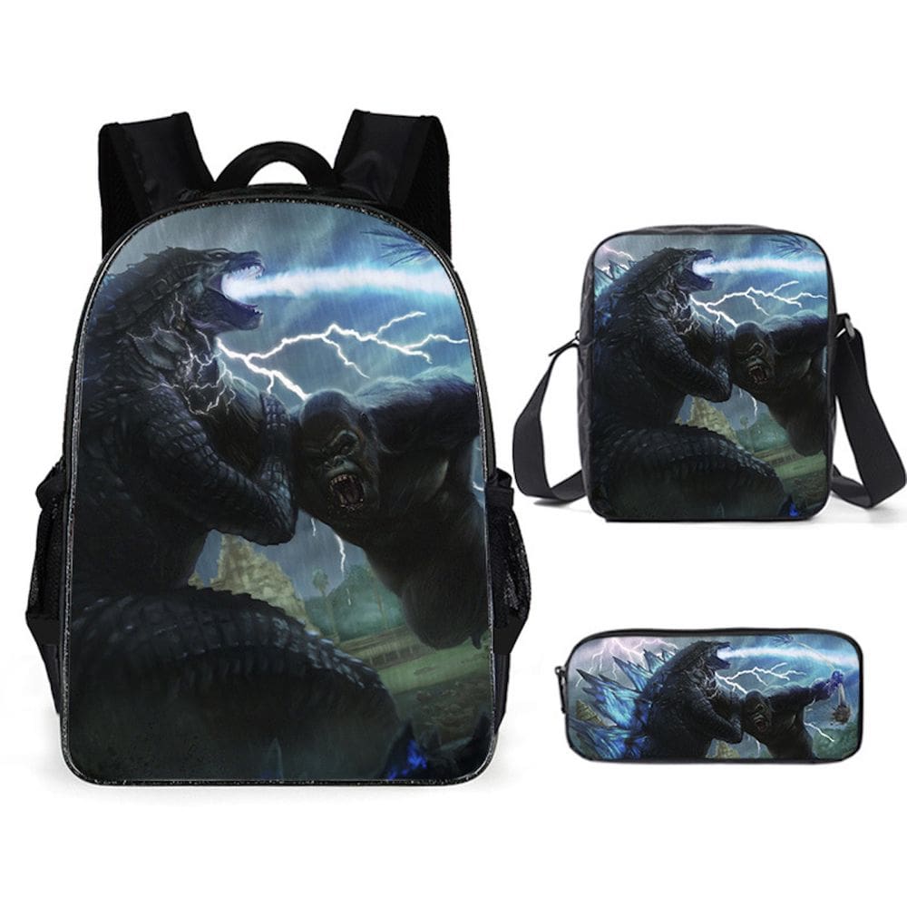 Conjunto de mochilas escolares Kings Kongs vs Godzillas Kids Nylon