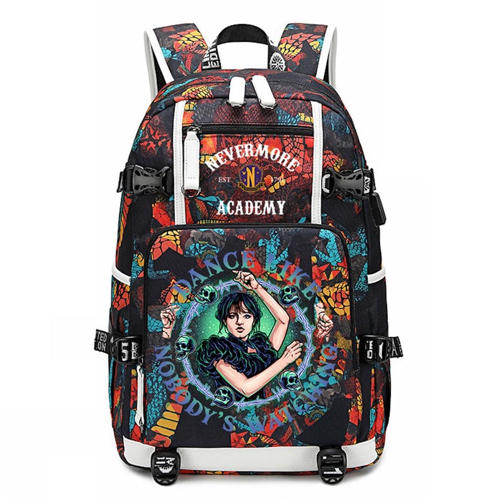 Mochila escolar às quartas-feiras para crianças B Anime de algodão e poliéster