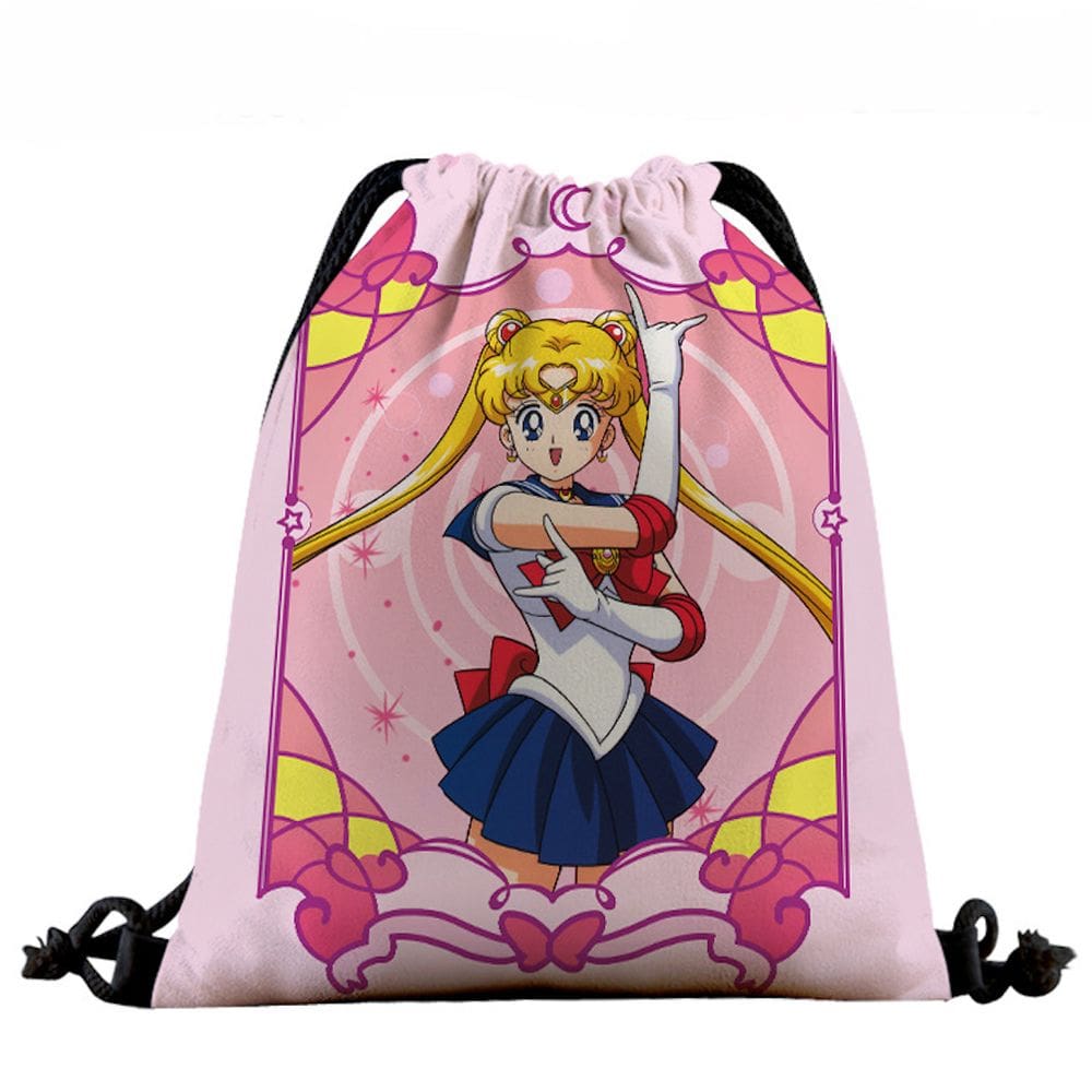 Mochila com cordão Anime Sailors Moons 39x32cm algodão-poliéster
