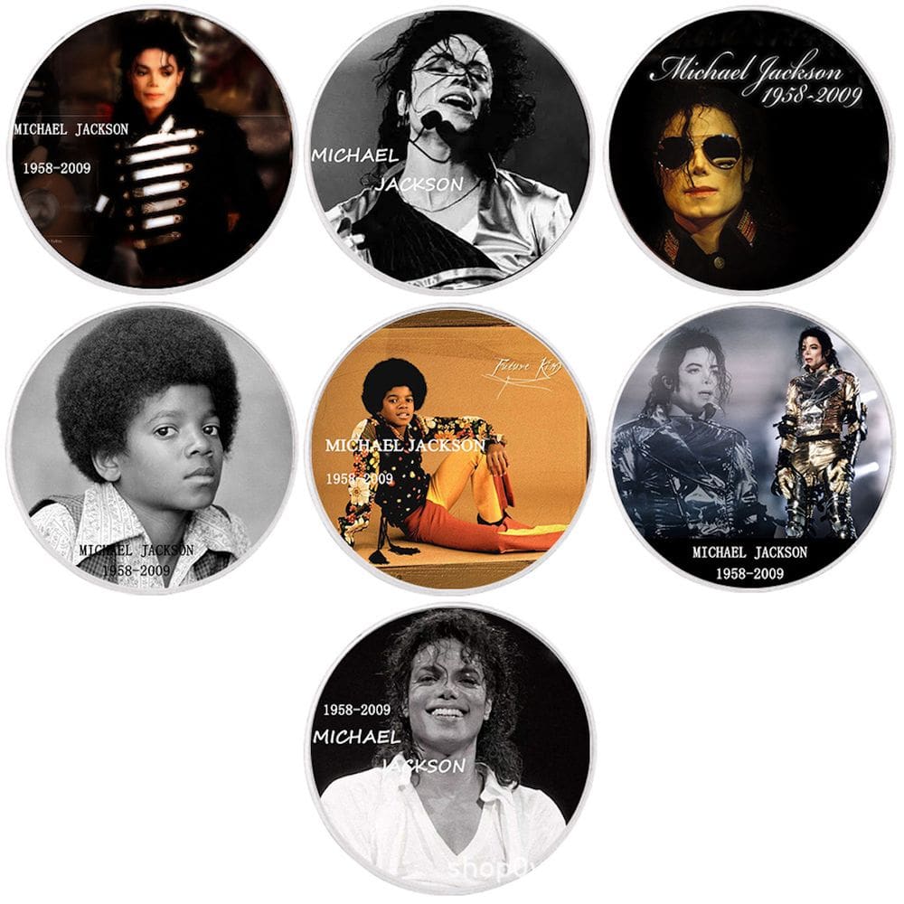 Moeda Michaels Jacksons Anime 7 unidades/lote comemorativa de 4 cm