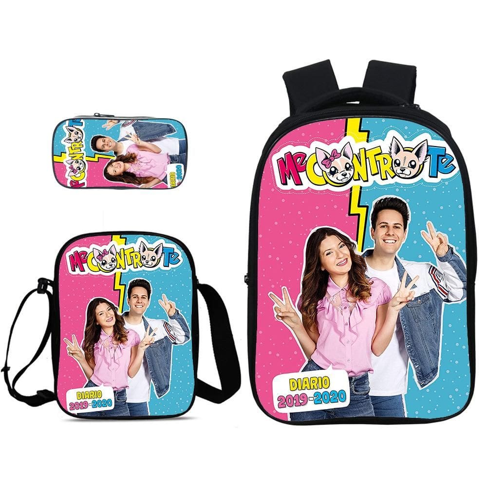 Conjunto de 3 mochilas casuais de anime, bolsa mensageiro e bolsa de lápis