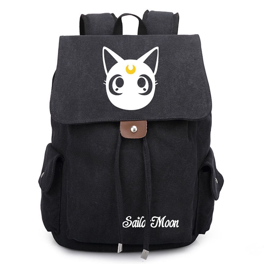 Mochila Sailor Moon Luna Cat Kids School de algodão e poliéster