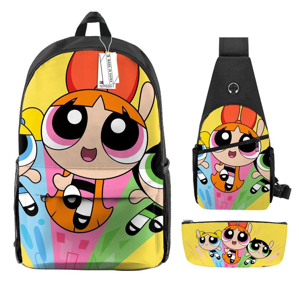 Conjunto de mochilas Powerpuff Girls Blossoms Anime School 3 unidades