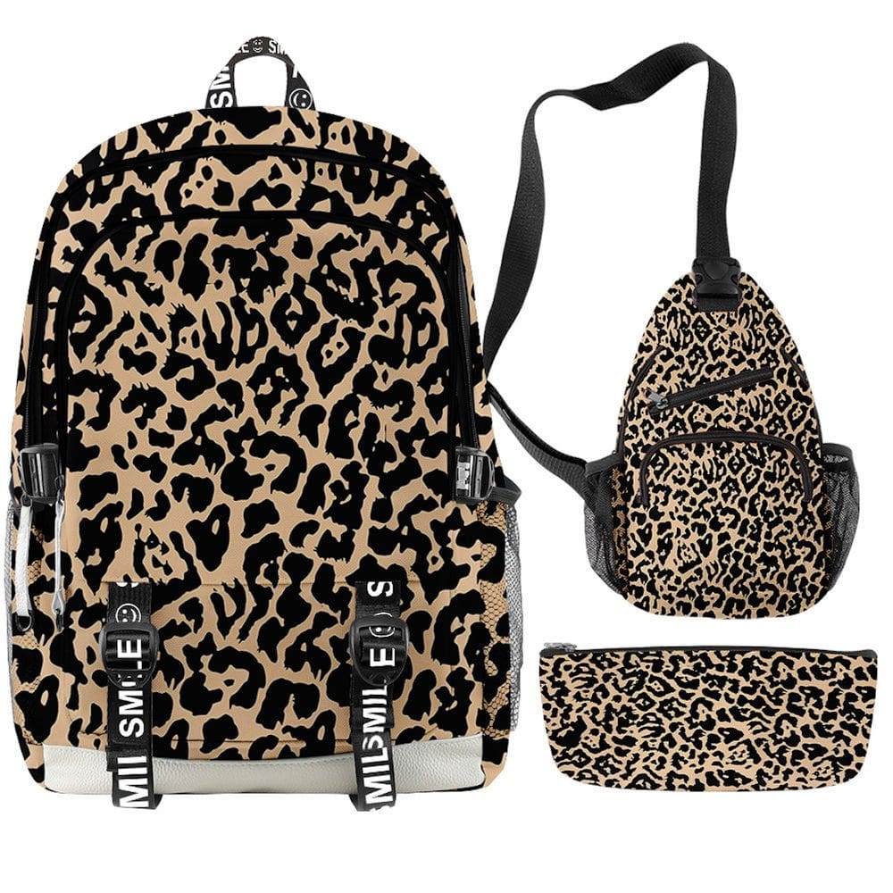 Conjunto de mochilas Leopard Anime, 3 peças para mochila escolar infantil