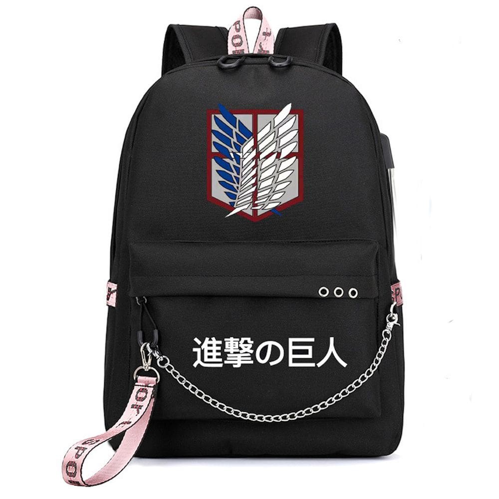 Mochila Attack Ons Titans Kids School Nylon 30x18x45cm