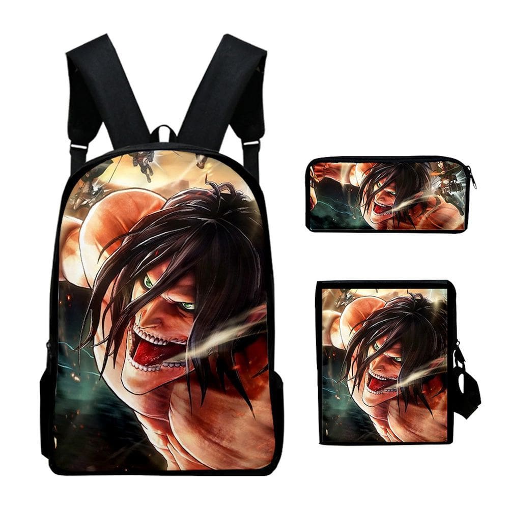 Conjunto de mochilas Attacks Ons Titans Anime School para crianças