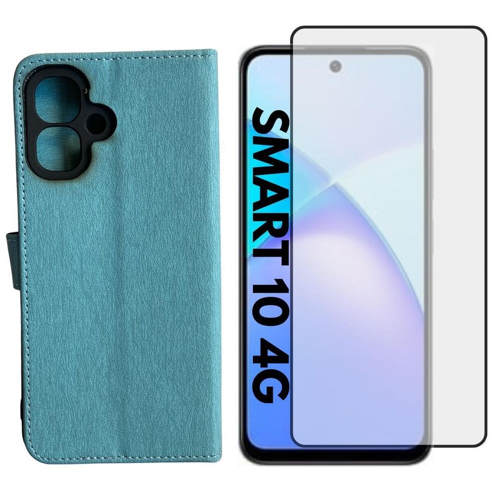 Capa Carteira + Pel. Vidro 3D Compativel Infinix Smart 10 4G