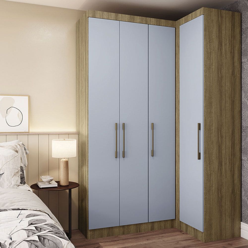 Guarda Roupas Modulado de Canto Reto 2 Pecas com 4 Portas Paris Luciane Moveis