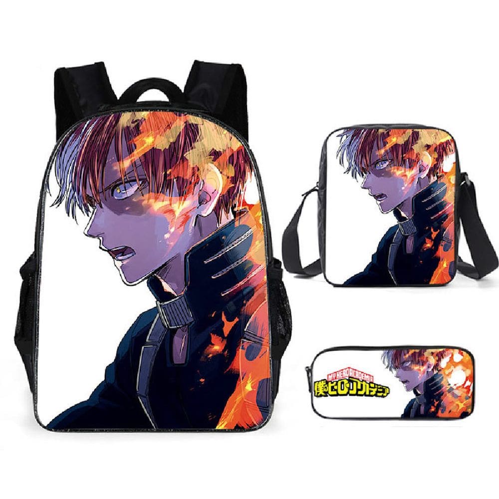 Conjunto de mochilas Anime School Mys Heros Academias para crianças, 3 unidades