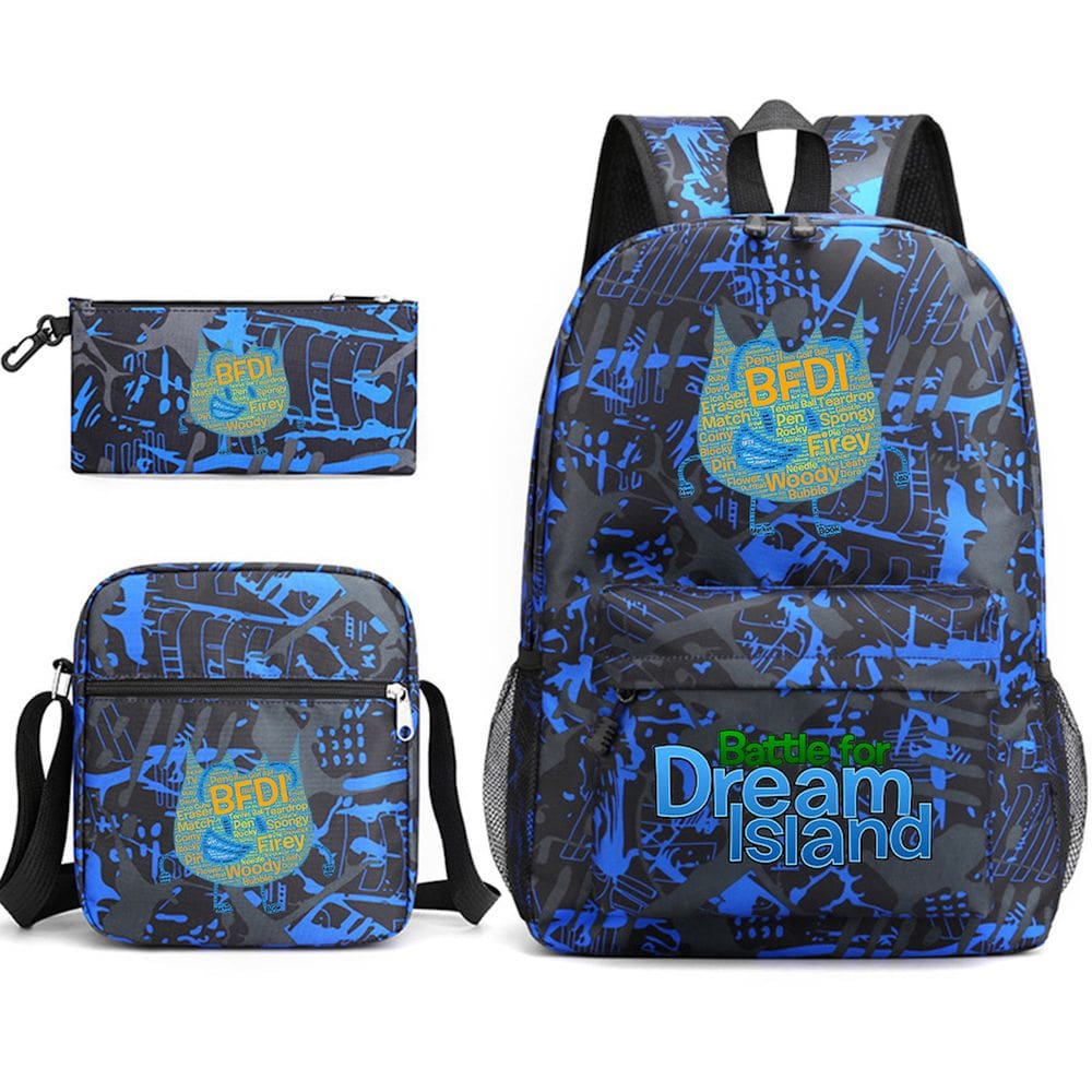 Conjunto de mochilas Battle for Dream Island Anime, 3 peças — algodão-poliéster