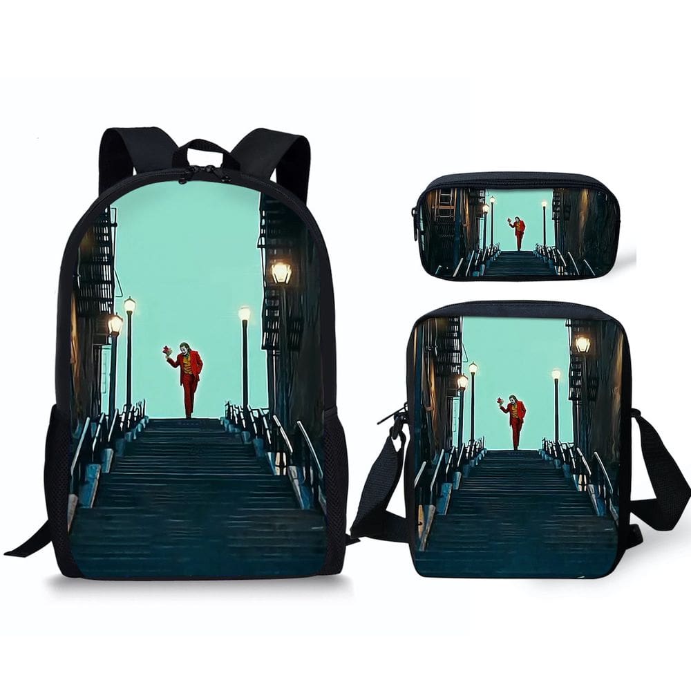 Conjunto de mochilas Jokers Cartoon Kids School Nylon 3 unidades