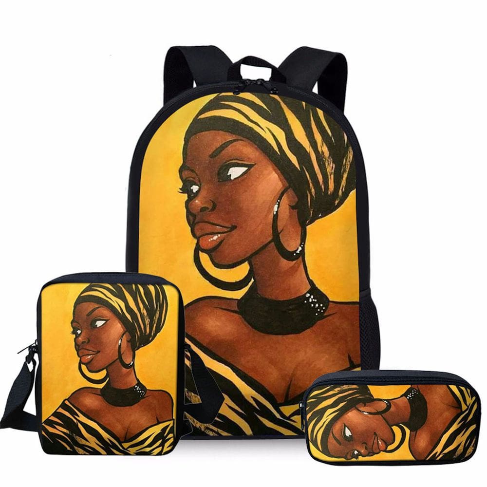 Conjunto de mochilas Lafro Lady Satchel African Girl Anime 3 unidades