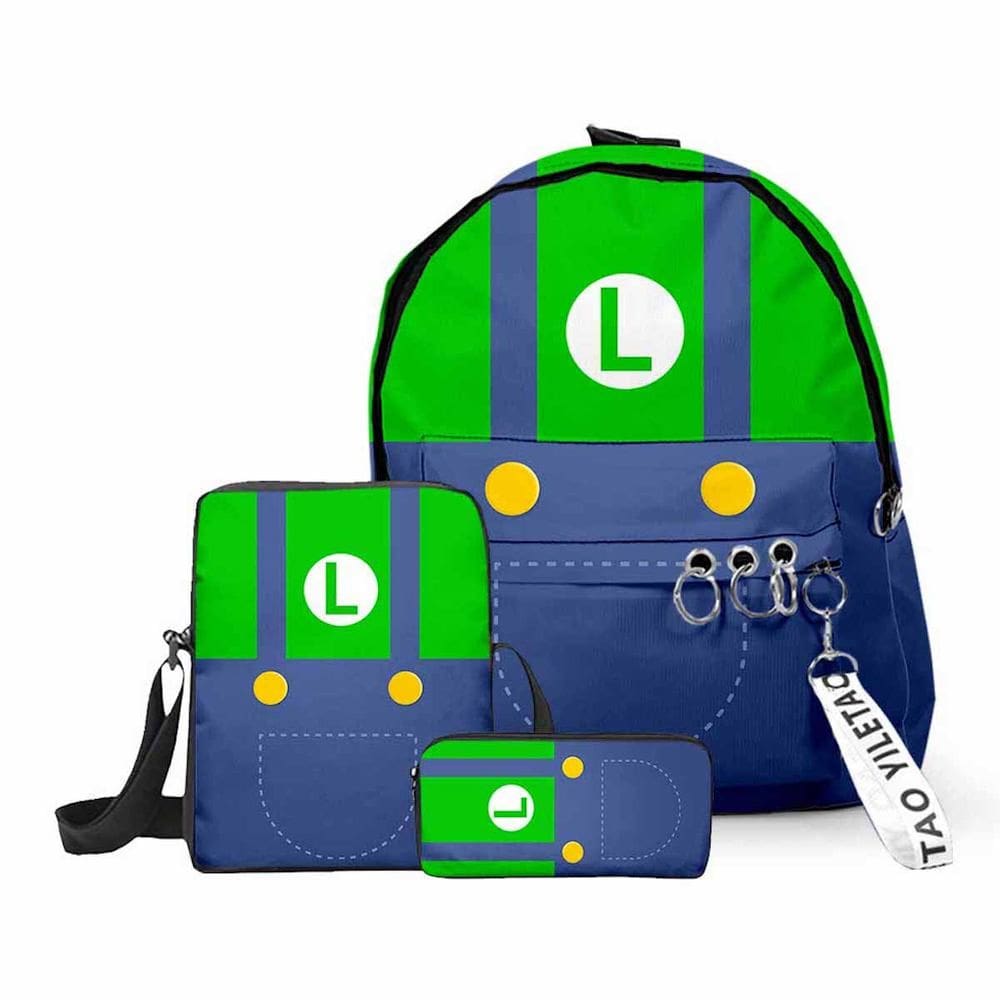 Conjunto de mochilas Marios Bros Luigis Cartoon Kids School 3 unidades