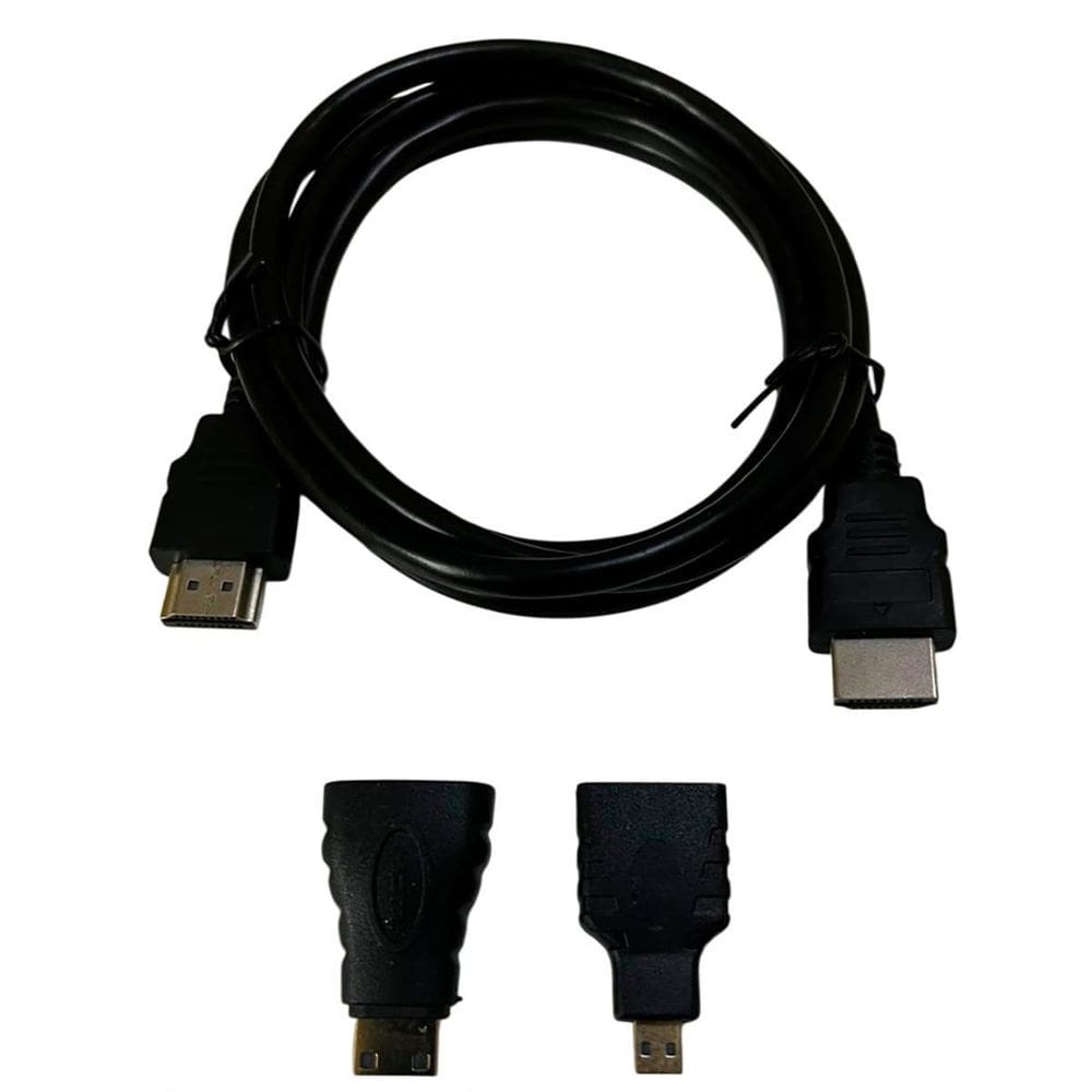 Cabo Hdmi 1,5M Full Hd Com Adaptadores Mini Micro Hdmi