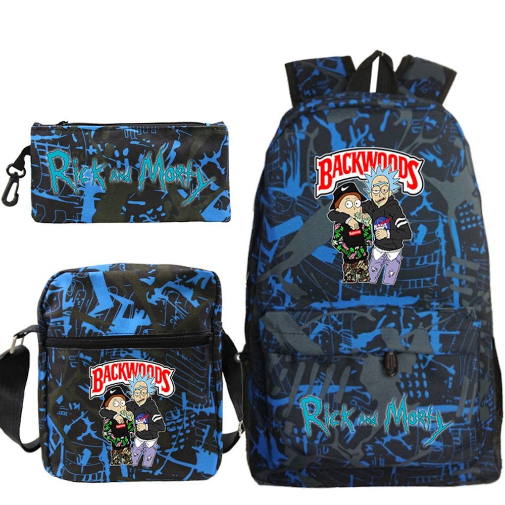 Conjunto de mochilas Backwoodss Anime School, 3 peças com bolsa de ombro