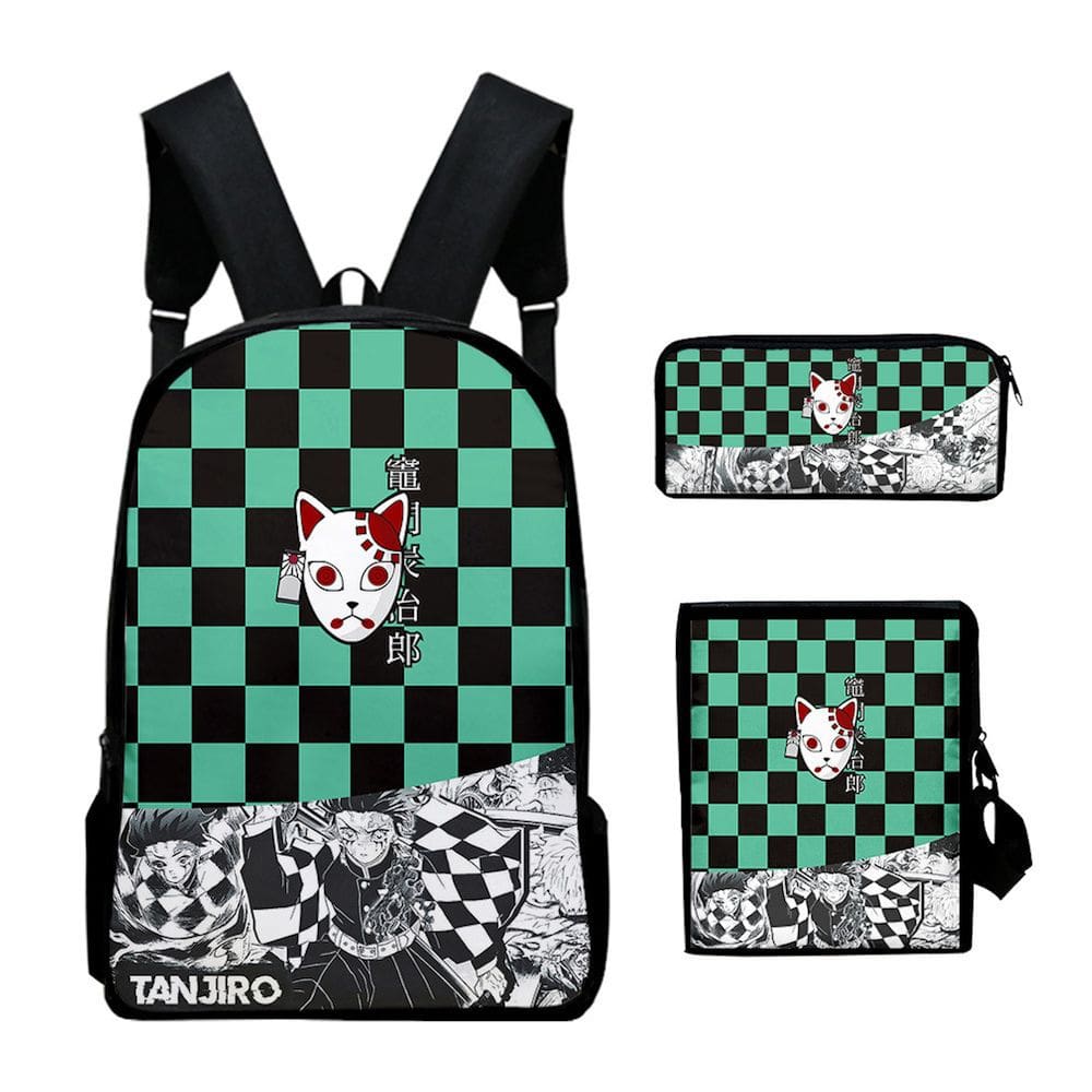 Conjunto de mochilas impressas em 3D Anime School Kamado Tanjirou para crianças