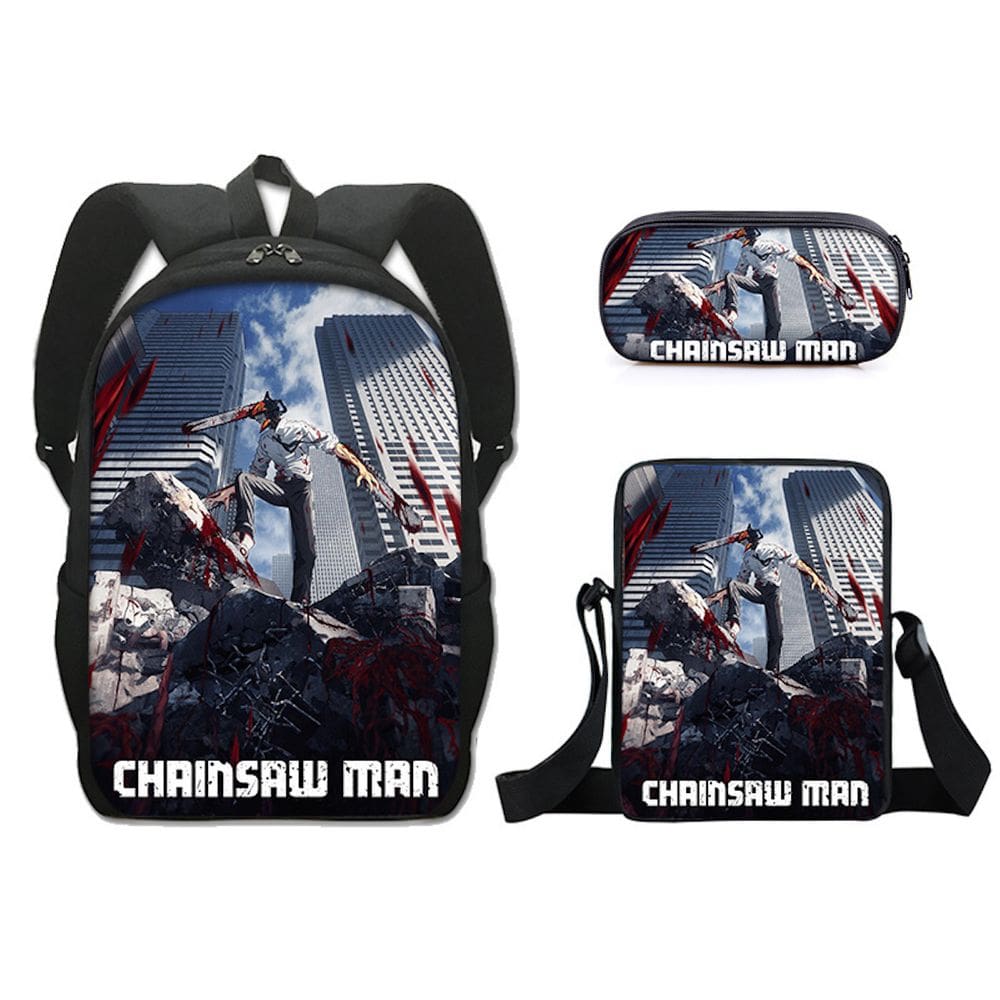 Conjunto de mochilas Chainsaws Mans Denjis Cartoon Kids Nylon