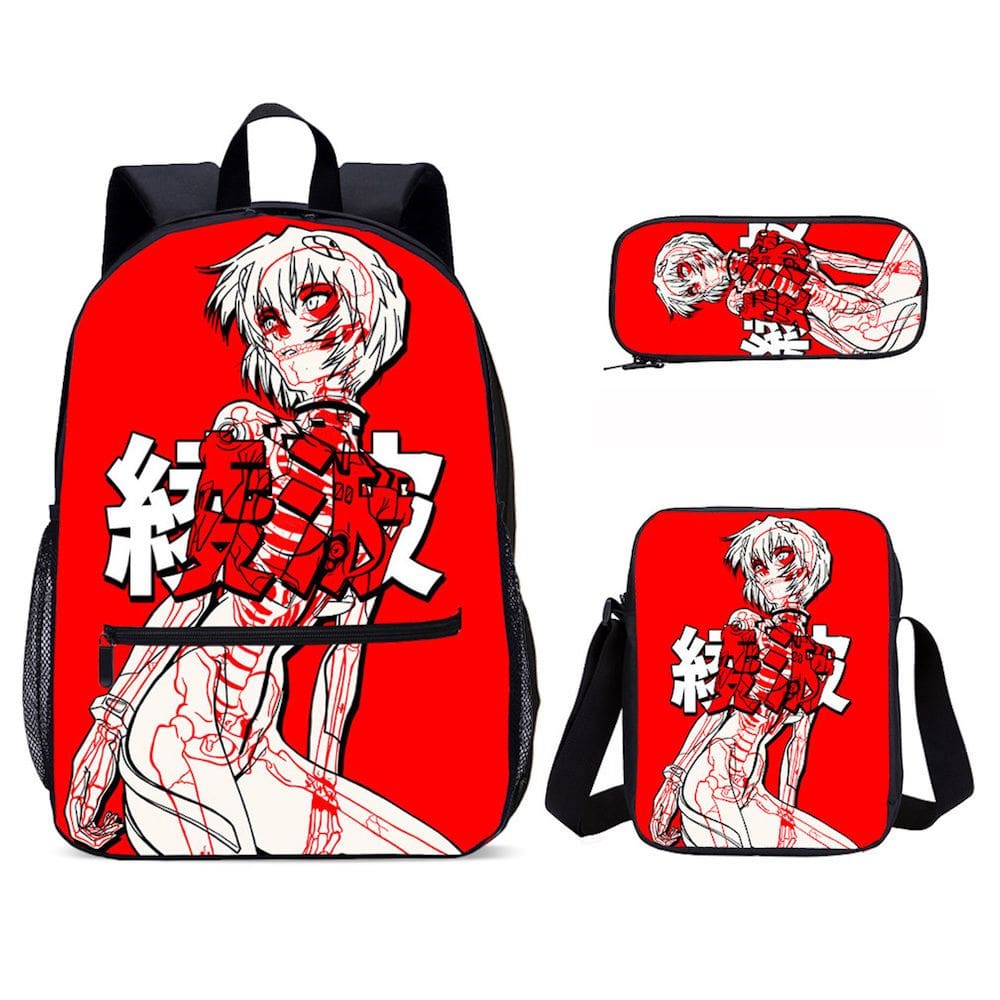 Conjunto de 3 mochilas escolares Ayanami Rei Neon Genesis Evangel