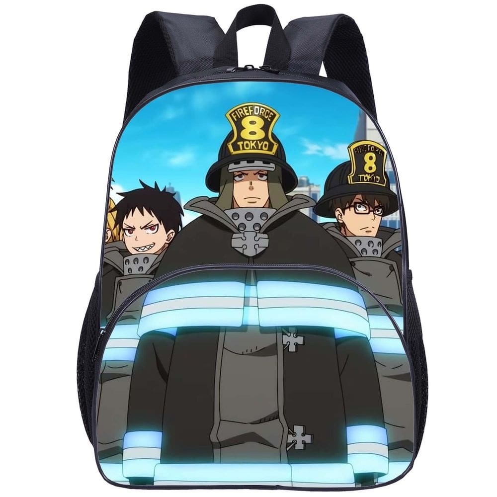 Mochila escolar Fire Force Anime Schoolbag para crianças