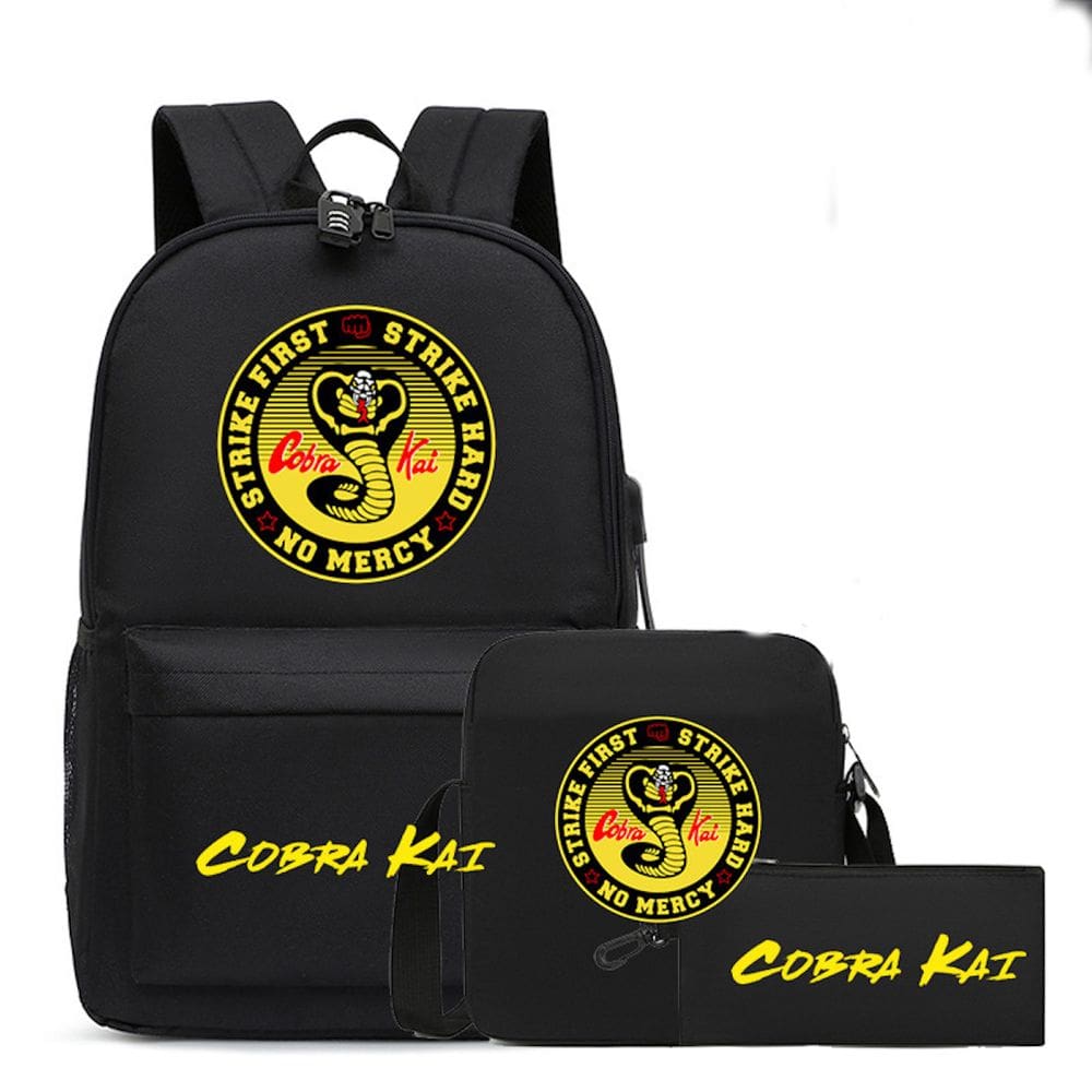 Conjunto de mochilas Cobras Kais Black Anime School, 3 unidades com Sh