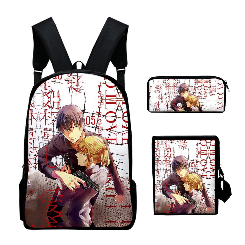 Conjunto de mochilas Love of Kill Anime, 3 unidades para crianças em idade escolar