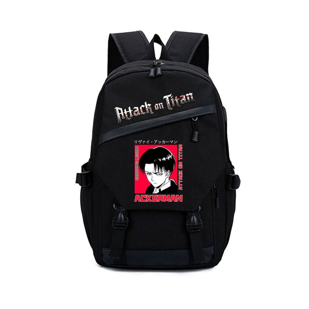 Mochila para laptop Ackerman Attacks Ons Titans com carregamento USB