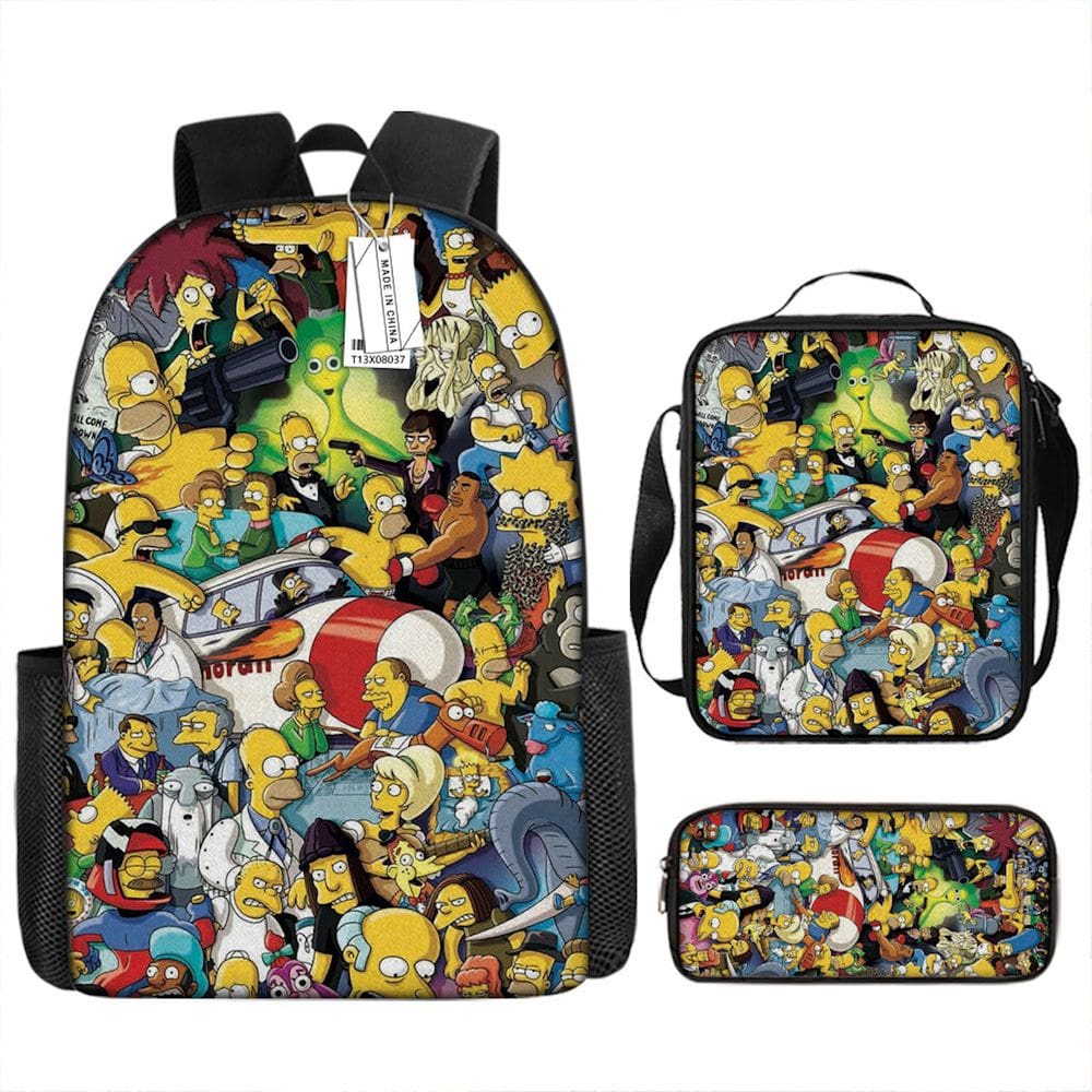 Conjunto de mochilas Simpsons Barts Simpsons Cartoon Kids School