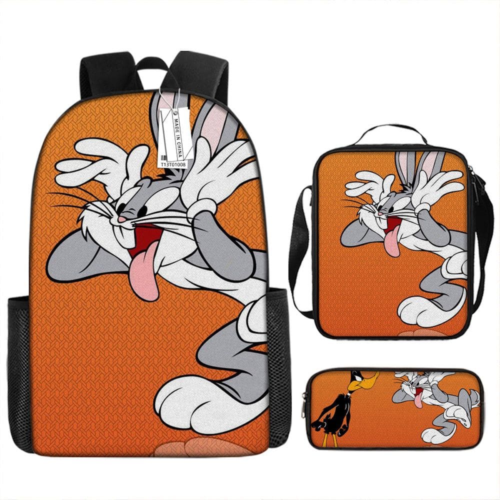 Mochila Bugss Bunnys Cartoon Kids School 3 unidades/conjunto