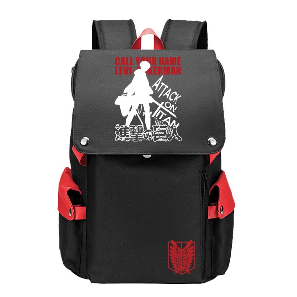 Mochila Anime School Attacks Ons Titans Oxford 48cm preta