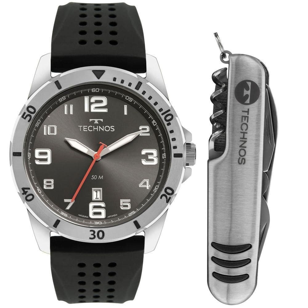 Kit Technos Masculino Militar Prata - 2115mym/k2f 2115mym/k2f