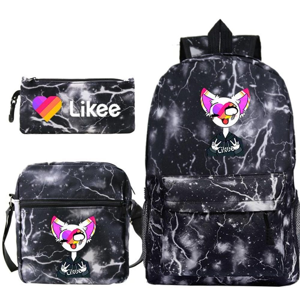 Conjunto de mochilas Likee para estudantes com bolsa mensageiro e bolsa de lápis